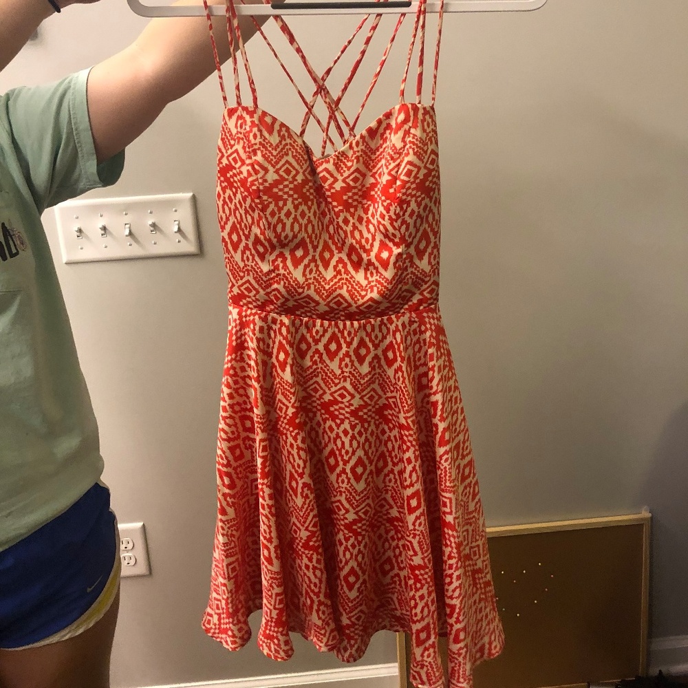 Coral and Tan Sundress
